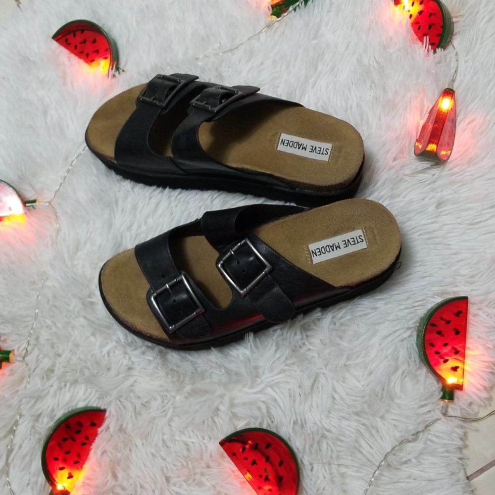 Authentic Madden Platform Leather Slide Sandals 7M
